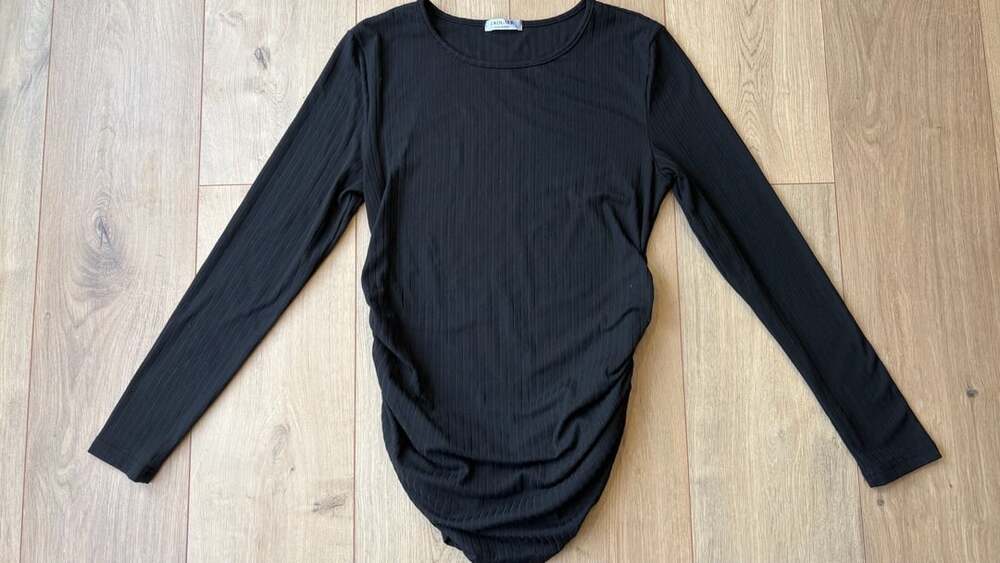 Ekouaer Maternity Top Size L Black Long Sleeve Ribbed